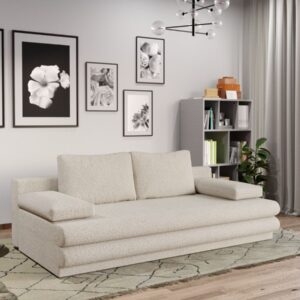 Canapea Extensibila Sensi plusata aspect lana alba