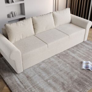 Canapea Extensibila Maroc plusata aspect lana alba