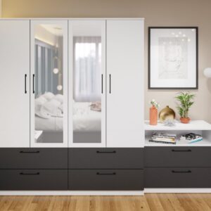 Dulap Benjamin Gri / Alb – C164/04 cu oglinda