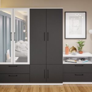 Dulap Benjamin Gri / Alb – C164/05 cu oglinda