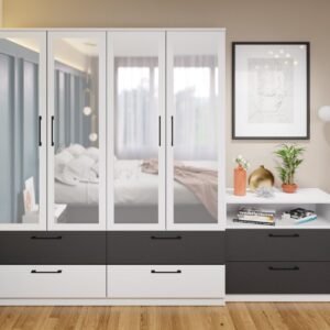 Dulap Benjamin Gri / Alb – C164/06 cu oglinda