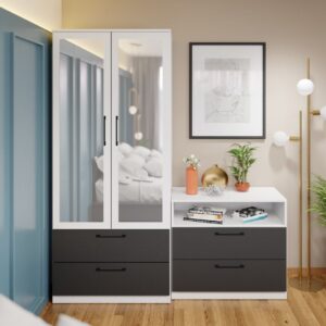 Dulap Benjamin Gri / Alb – C83/04 cu oglinda