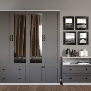 Dulap Grafit Gri/Alb cu oglinda – C164/05