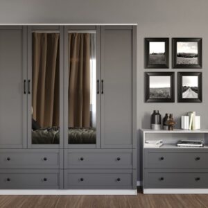 Dulap Grafit Gri/Alb cu oglinda – C164/06