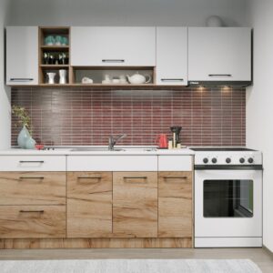 Set Mobila Bucatarie Gastro 230 Alb/Stejar – C13