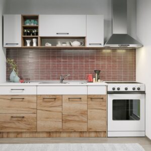 Set Mobila Bucatarie Gastro 170 Alb/Stejar – C14