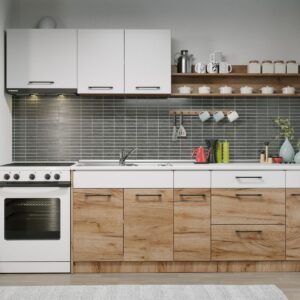 Set Mobila Bucatarie Gastro 260 Alb/Stejar – C15