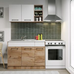 Set Mobila Bucatarie Gastro 110 Alb/Stejar – C17