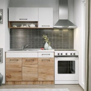 Set Mobila Bucatarie Gastro 120 Alb/Stejar – C19