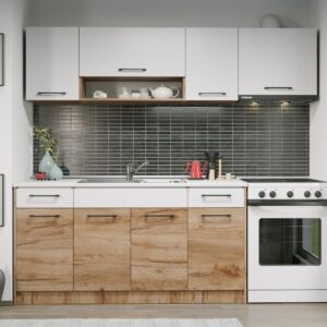 Set Mobila Bucatarie Gastro 220 Alb/Stejar – C20