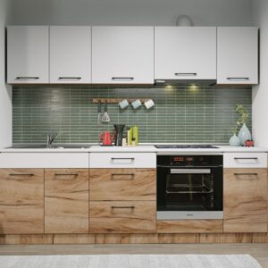 Set Mobila Bucatarie Gastro 240 Alb/Stejar – C02