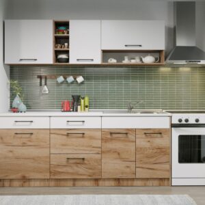 Set Mobila Bucatarie Gastro 200 Alb/Stejar – C01