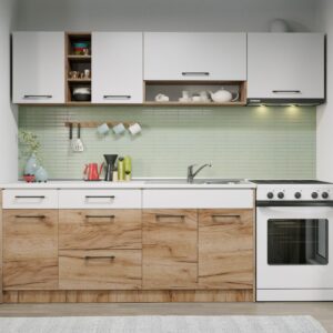 Set Mobila Bucatarie Gastro 240 Alb/Stejar – C04