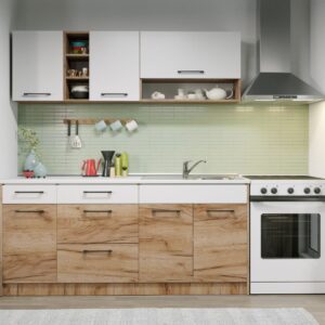 Set Mobila Bucatarie Gastro 180 Alb/Stejar – C05