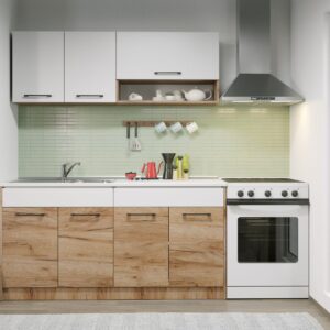 Set Mobila Bucatarie Gastro 160 Alb/Stejar – C07