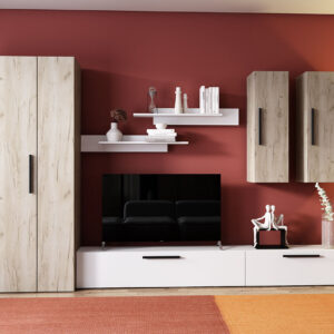 Living Pati 021 – Mobila Sufragerie Stejar + Alb