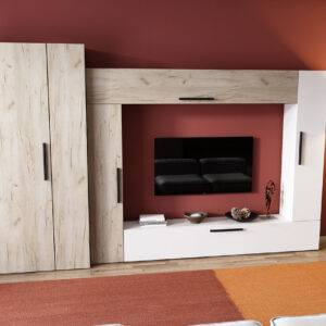 Living Pati 027 – Mobila Sufragerie Stejar + Alb