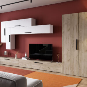 Living Pati 029 – Mobila Sufragerie Stejar + Alb