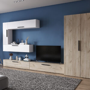 Living Pati 035 – Mobila Sufragerie Alba + Stejar