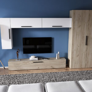 Living Pati 038 – Mobila Sufragerie Stejar + Alb