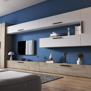 Living Pati 041 – Mobila Sufragerie Stejar + Alb