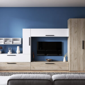 Living Pati 044 – Mobila Sufragerie Stejar + Alb