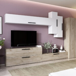 Living Pati 047 – Mobila Sufragerie Stejar + Alb