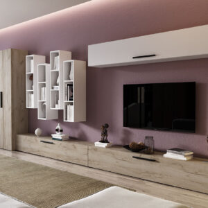 Living Pati 050 – Mobila Sufragerie Stejar + Alb