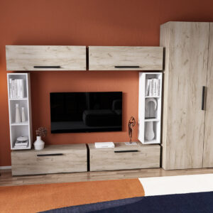 Living Pati 067 – Mobila Sufragerie Stejar + Alb