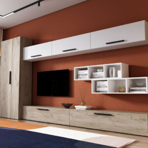 Living Pati 071 – Mobila Sufragerie Stejar + Alb