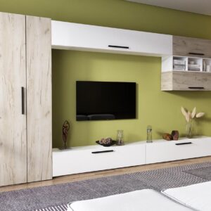 Living Pati 077 – Mobila Sufragerie Stejar + Alb