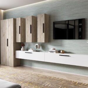 Living Pati 095 – Mobila Sufragerie Alba + Stejar