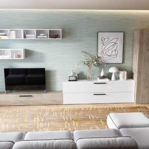 Living Pati 098 – Mobila Sufragerie Alba + Stejar