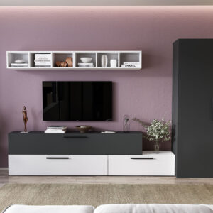 Living Pati 108 – Mobila Sufragerie Gri + Alb