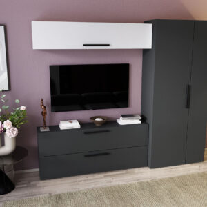 Living Pati 112 – Mobila Sufragerie Gri + Alb