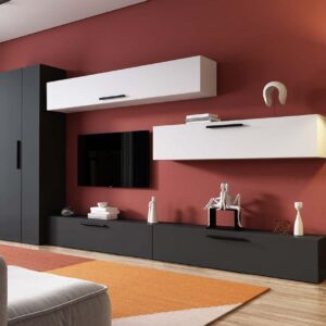 Living Pati 159 – Mobila Sufragerie Gri Antracit + Alb