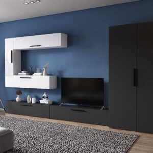 Living Pati 171 – Mobila Sufragerie Gri Antracit + Alb