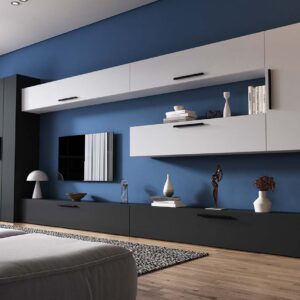 Living Pati 179 – Mobila Sufragerie Gri Antracit + Alb