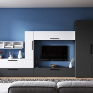 Living Pati 183 – Mobila Sufragerie Gri Antracit + Alb