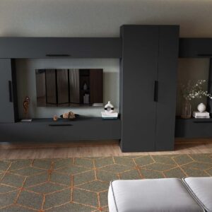 Living Pati 210 – Mobila Sufragerie Gri Antracit