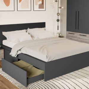 Pat Gri optional lada de depozitare 180×200 2 sertare