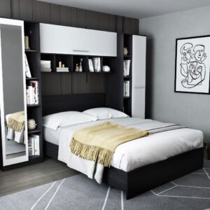 Set Mobila Dormitor Mario 2.87m pat incadrat si oglinda