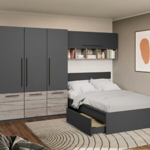 Set Mobila Dormitor Noce 3.05m cu pat incadrat