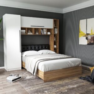 Set Dormitor Timea 2.33m cu pat tapitat Wenge incadrat