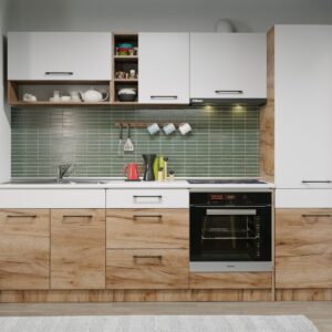 Set Mobila Bucatarie Gastro 260 Alb/Stejar – C10