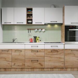 Set Mobila Bucatarie Gastro 260 Alb/Stejar – C24