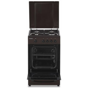 Aragaz pe Gaz HFSC-SME50BRW, 4 arzatoare, Tava si gratar cromat, 50X50 cm, Maro