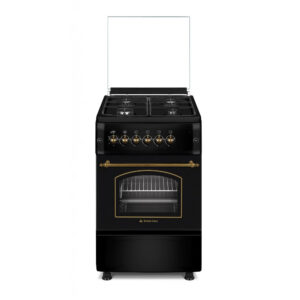 Aragaz rustic 4 arzatoare gaz Studio Casa Verona Retro, Cuptor gaz, 50x55cm, , Aprindere electrica, Gril, Negru