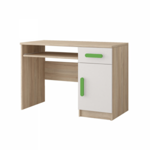 Birou SMYK III – 08, corp sonoma, front alb, verde, 110x76x50 cm