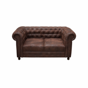 Canapea CHESTERFIELD fixa, 2 locuri, cu arcuri, maro inchis, 168x90x80 cm